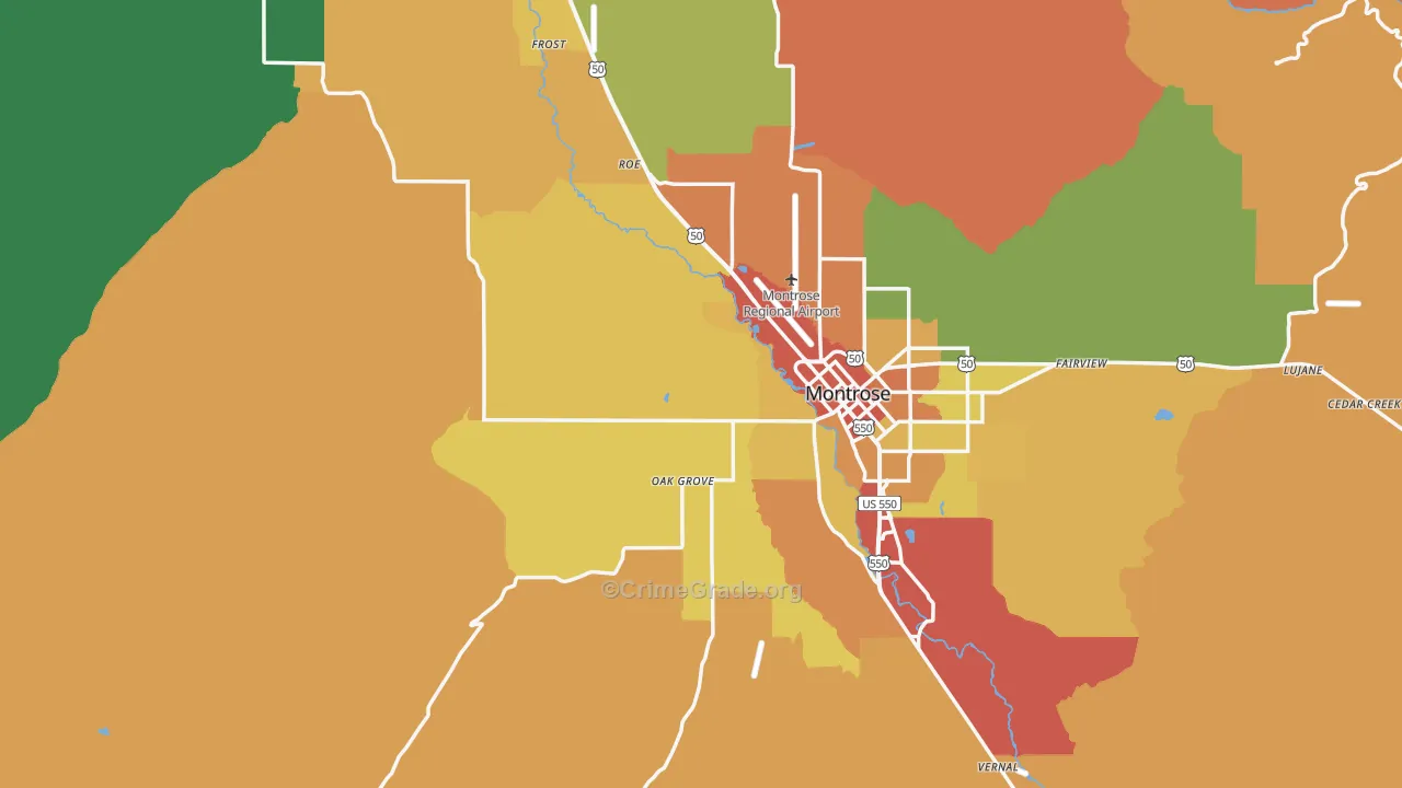 Montrose County, CO Map of Theft Rates