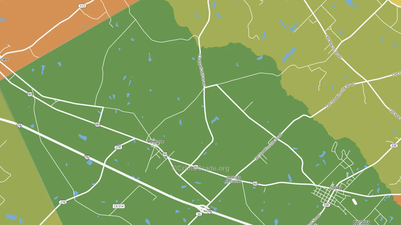 Montrose, GA Map of Theft Rates