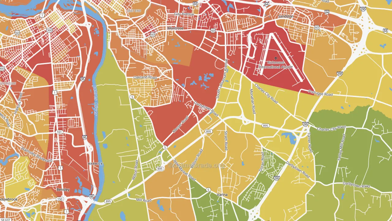 Montrose Heights, VA Map of Theft Rates