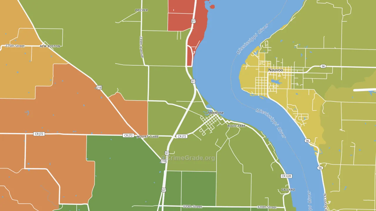 Montrose, IA Map of Theft Rates