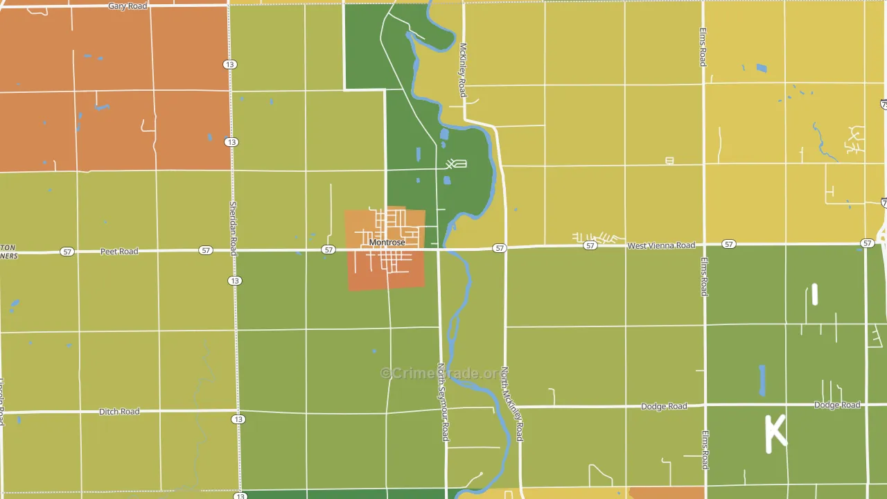 Montrose, MI Map of Theft Rates