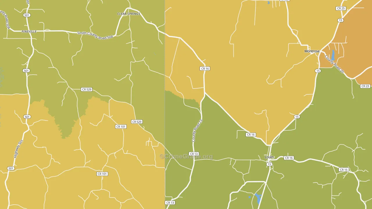 Montrose, MS Map of Theft Rates