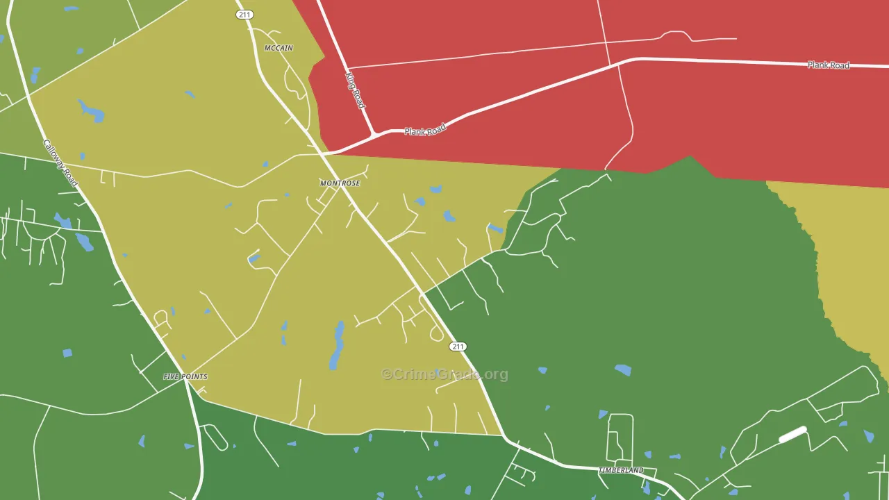 Montrose, NC Map of Theft Rates