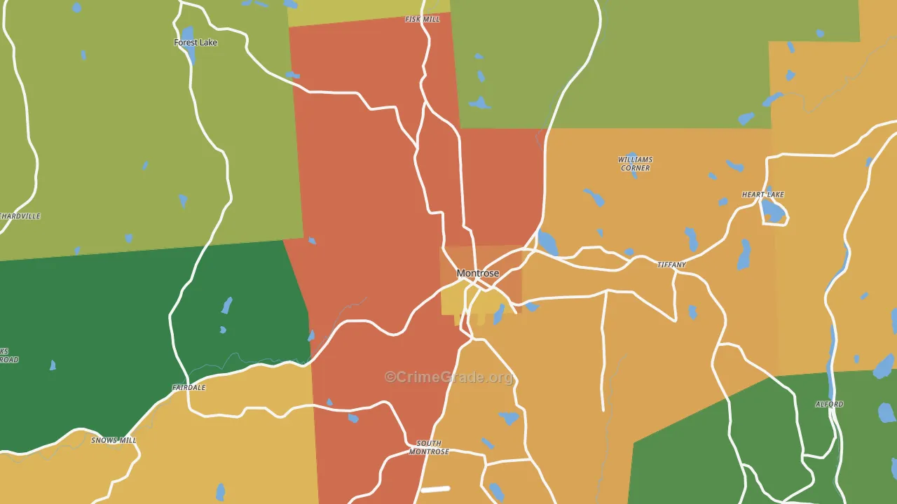Montrose, PA Map of Theft Rates