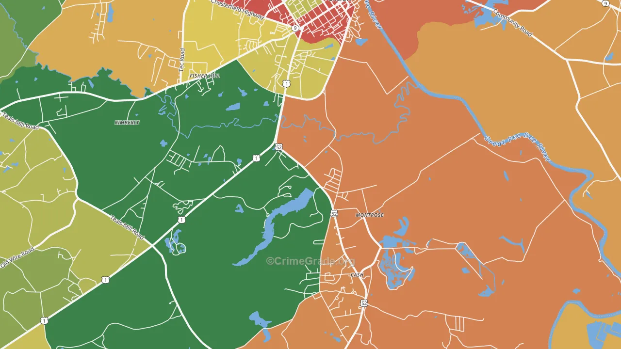 Montrose, SC Map of Theft Rates