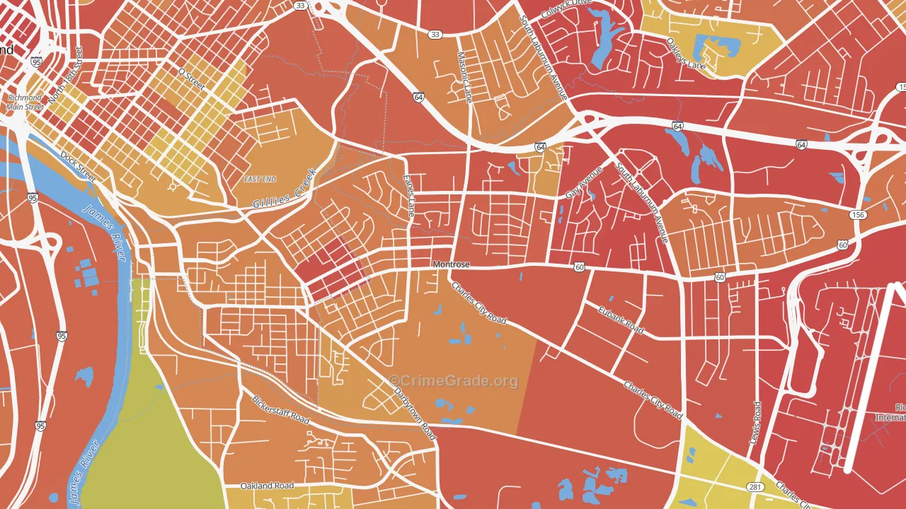 Montrose, VA Map of Theft Rates