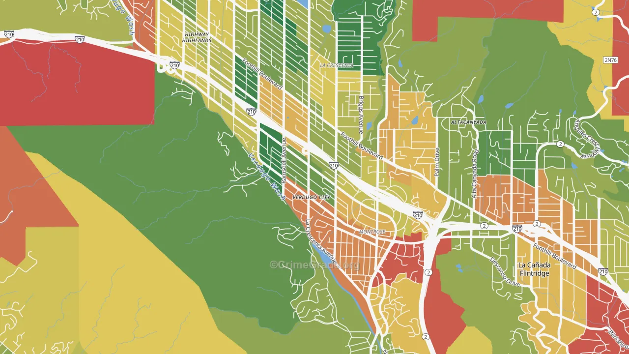 Montrose Verdugo City, La Crescenta, CA Map of Theft Rates