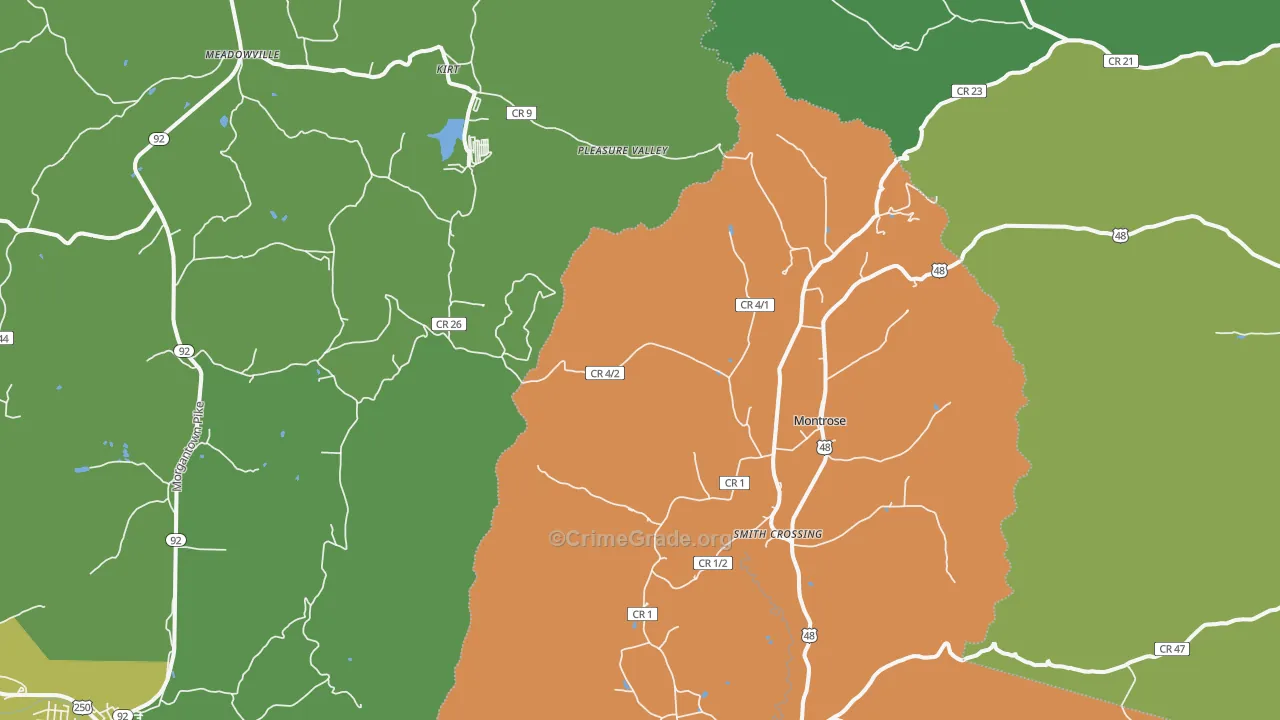 Montrose, WV Map of Theft Rates