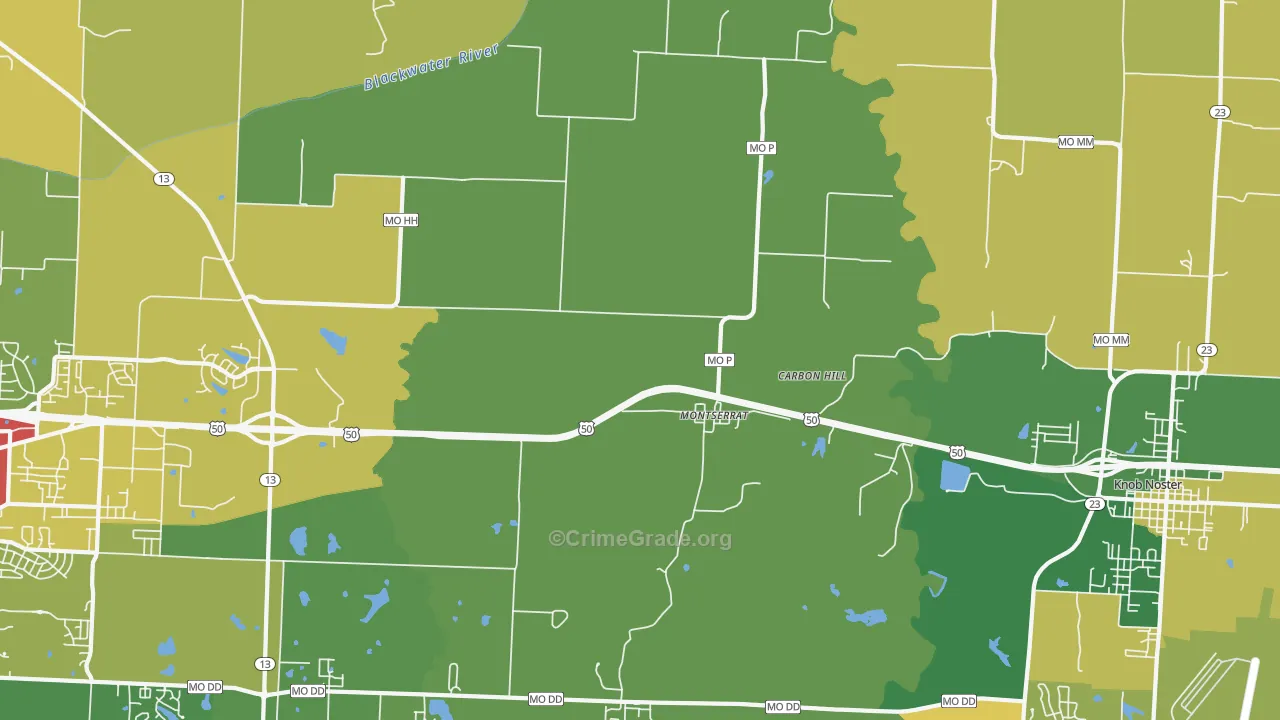 Montserrat, MO Map of Theft Rates