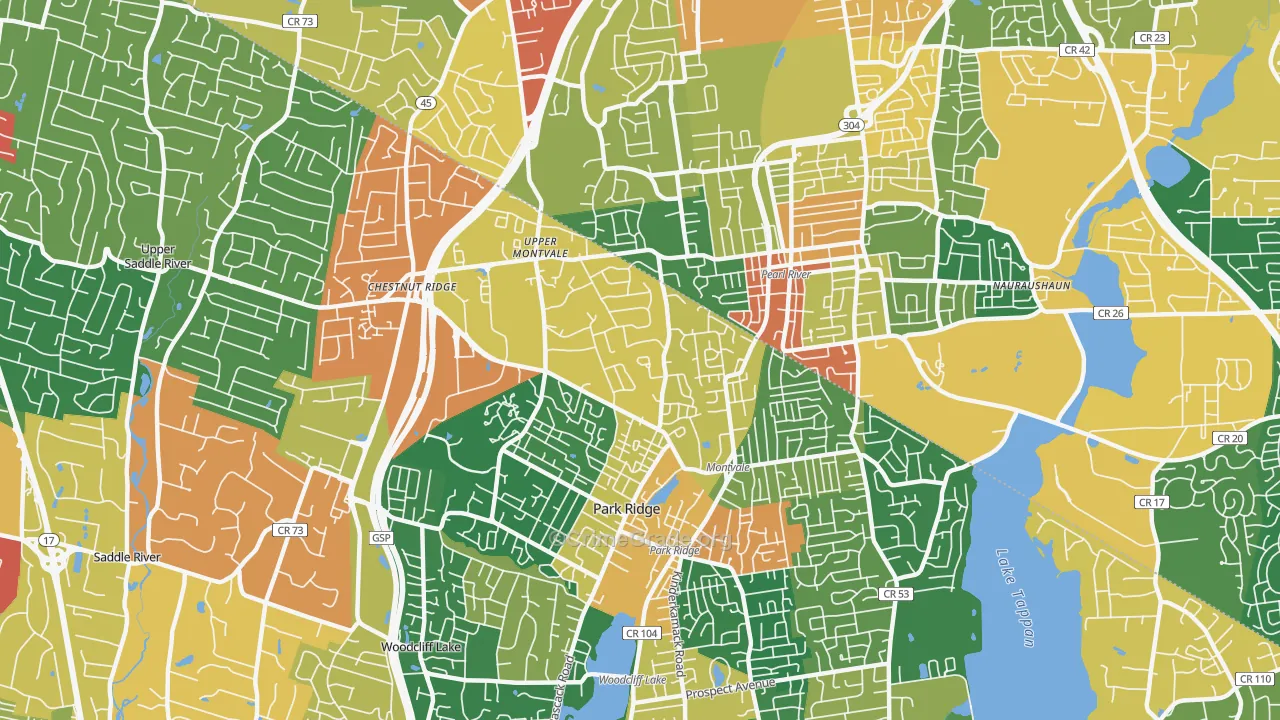 Montvale, NJ Map of Theft Rates