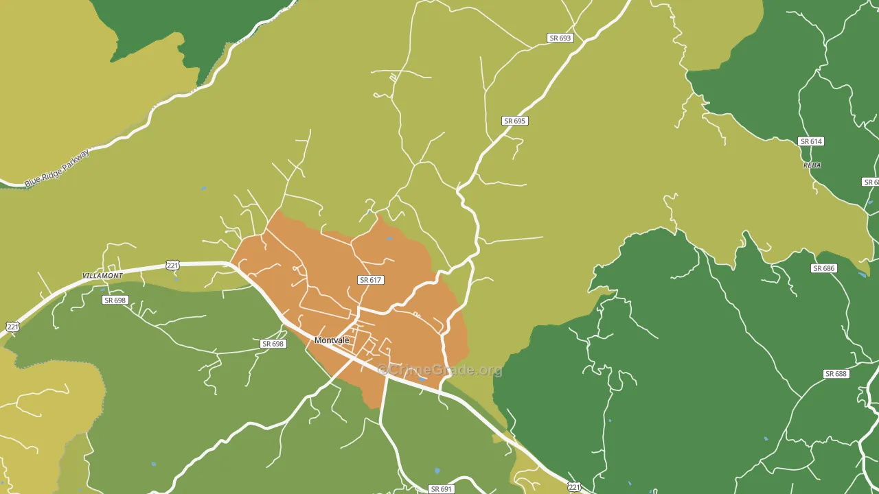 Montvale, VA Map of Theft Rates