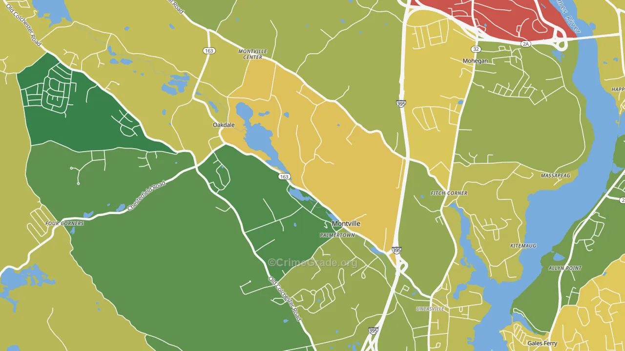 Montville, CT Map of Theft Rates