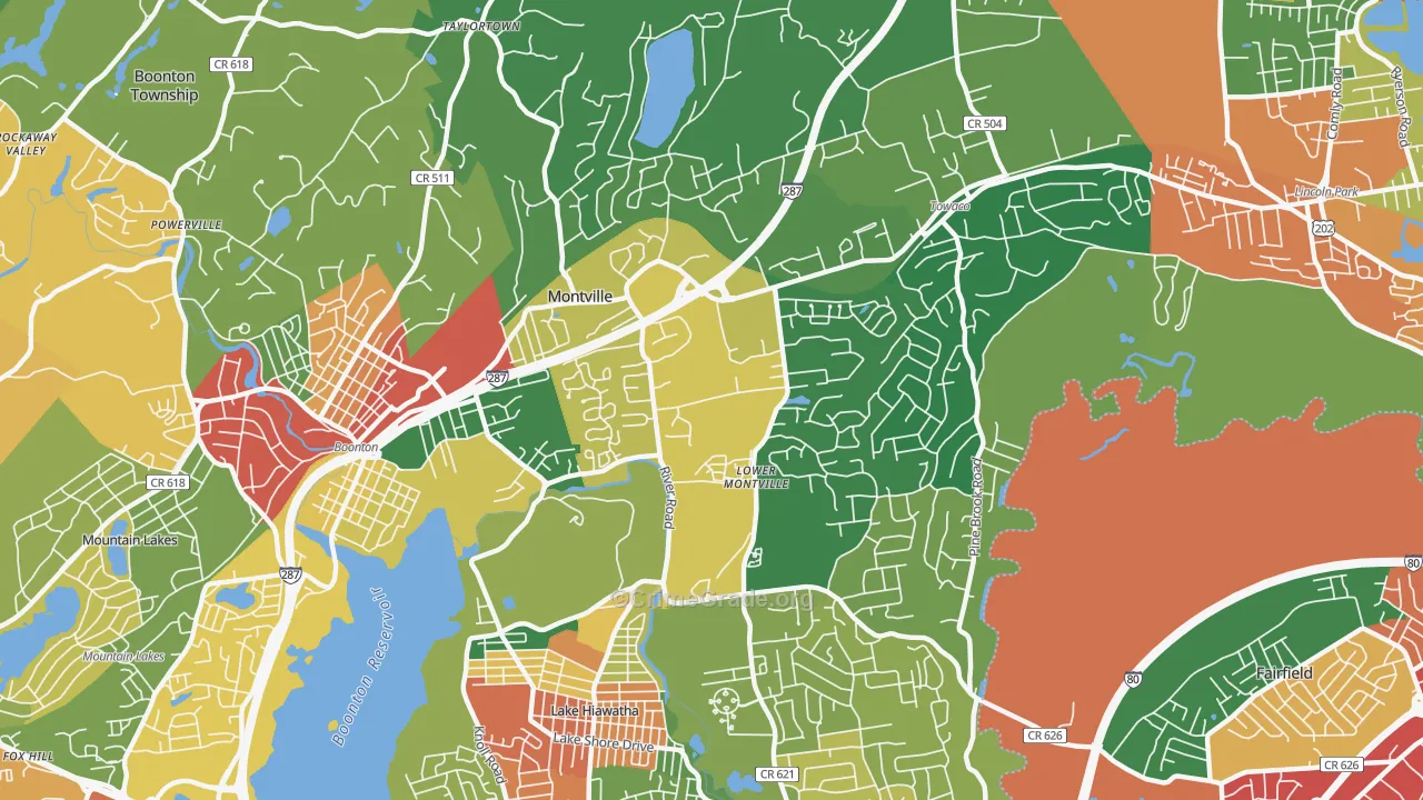 Montville, NJ Map of Theft Rates