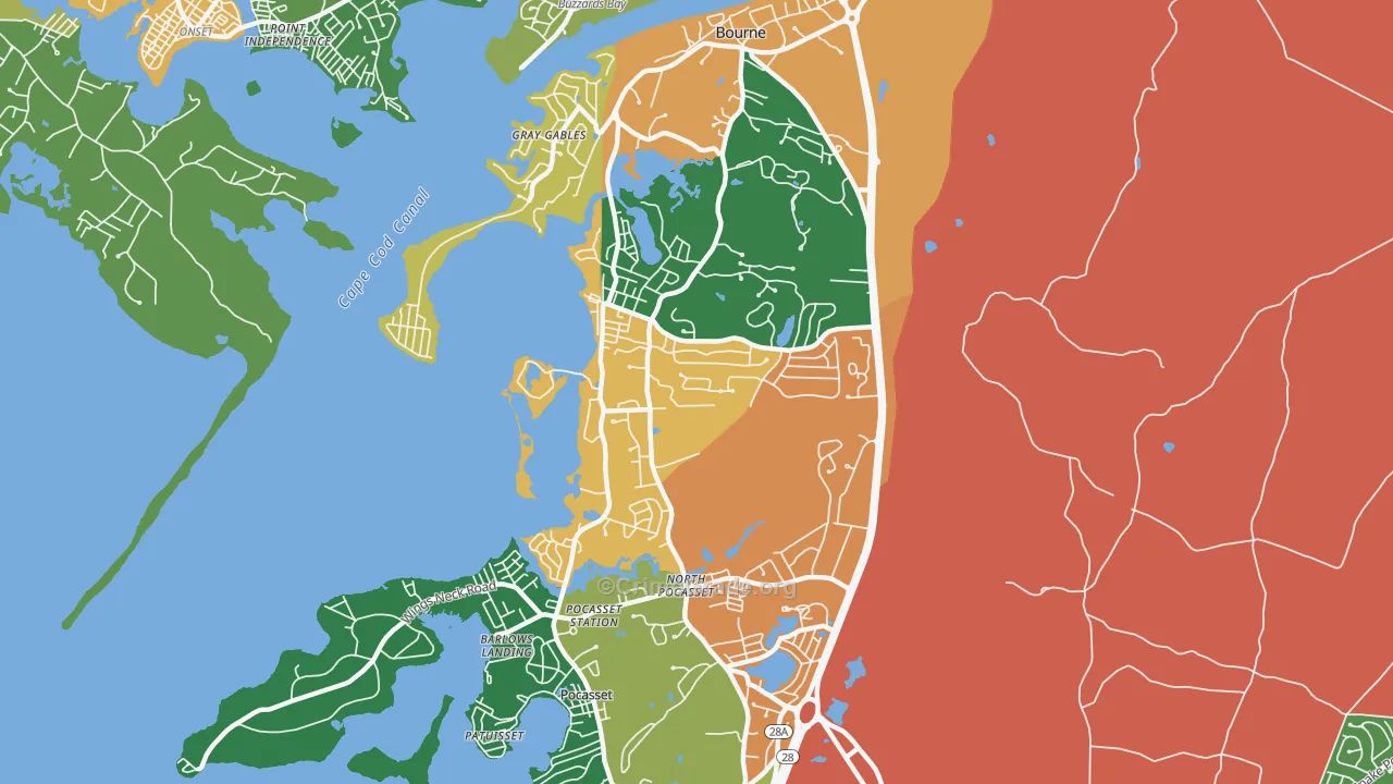 Monument Beach, MA Map of Theft Rates