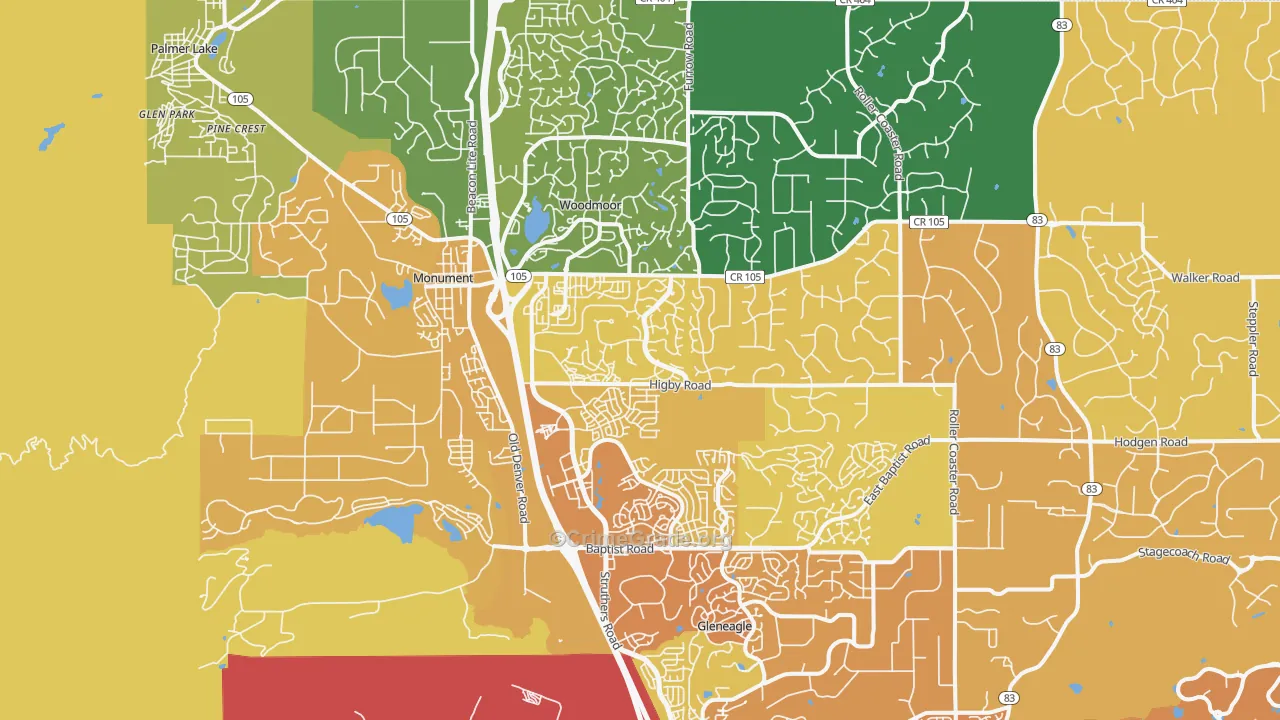 Monument, CO Map of Theft Rates