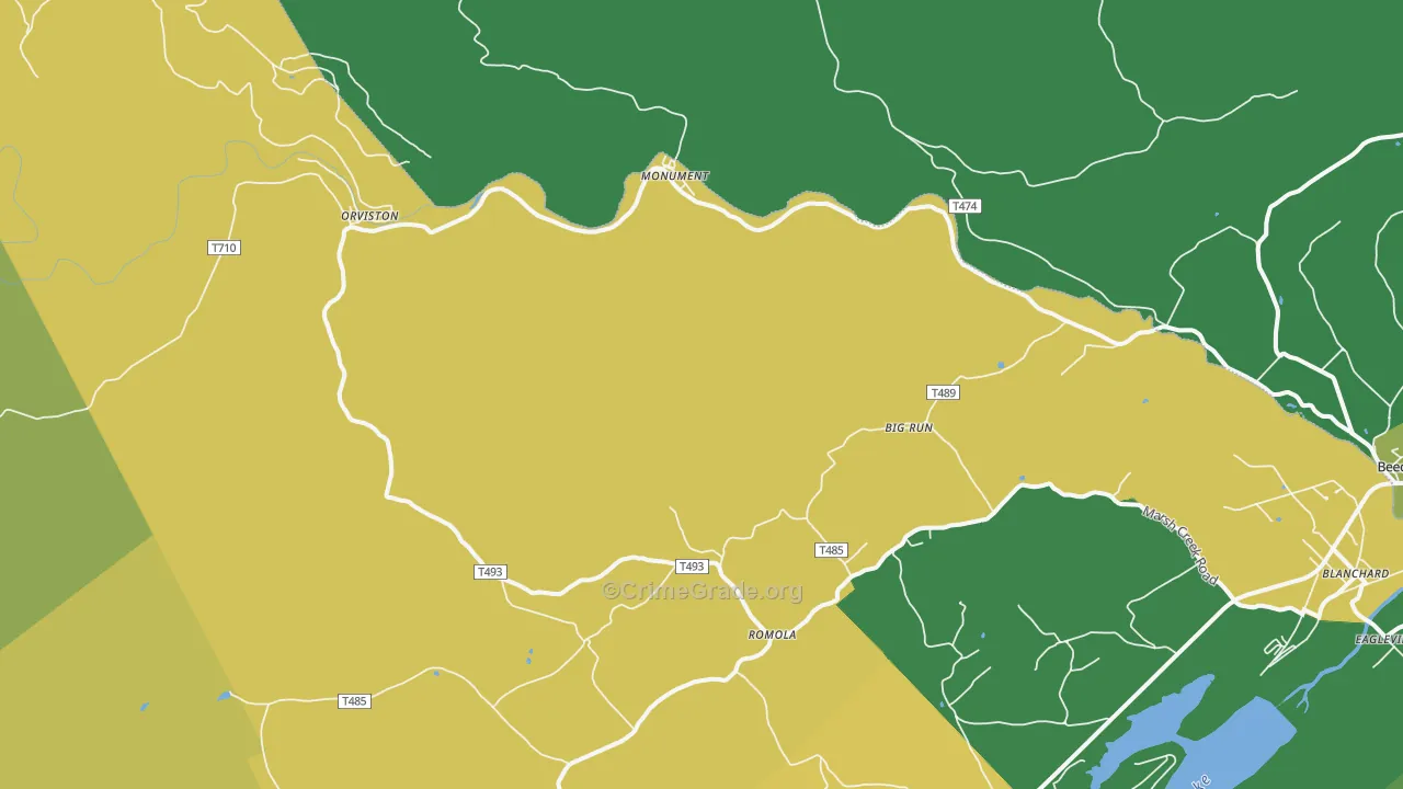 Monument, PA Map of Theft Rates