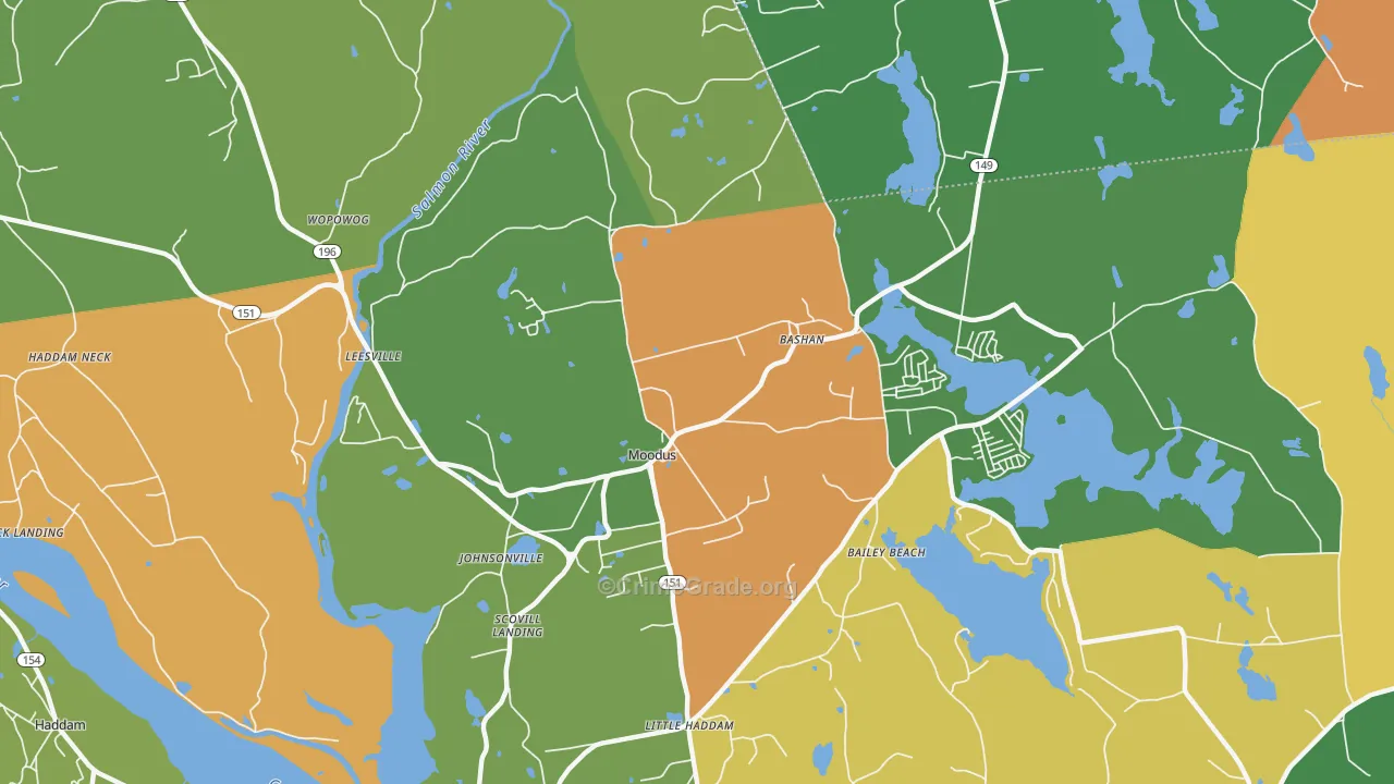 Moodus, CT Map of Theft Rates