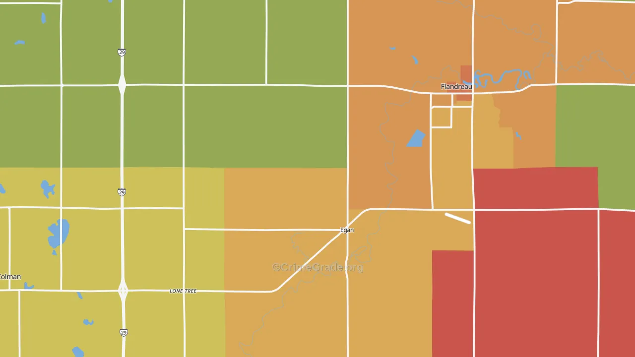 Moody County, SD Map of Theft Rates