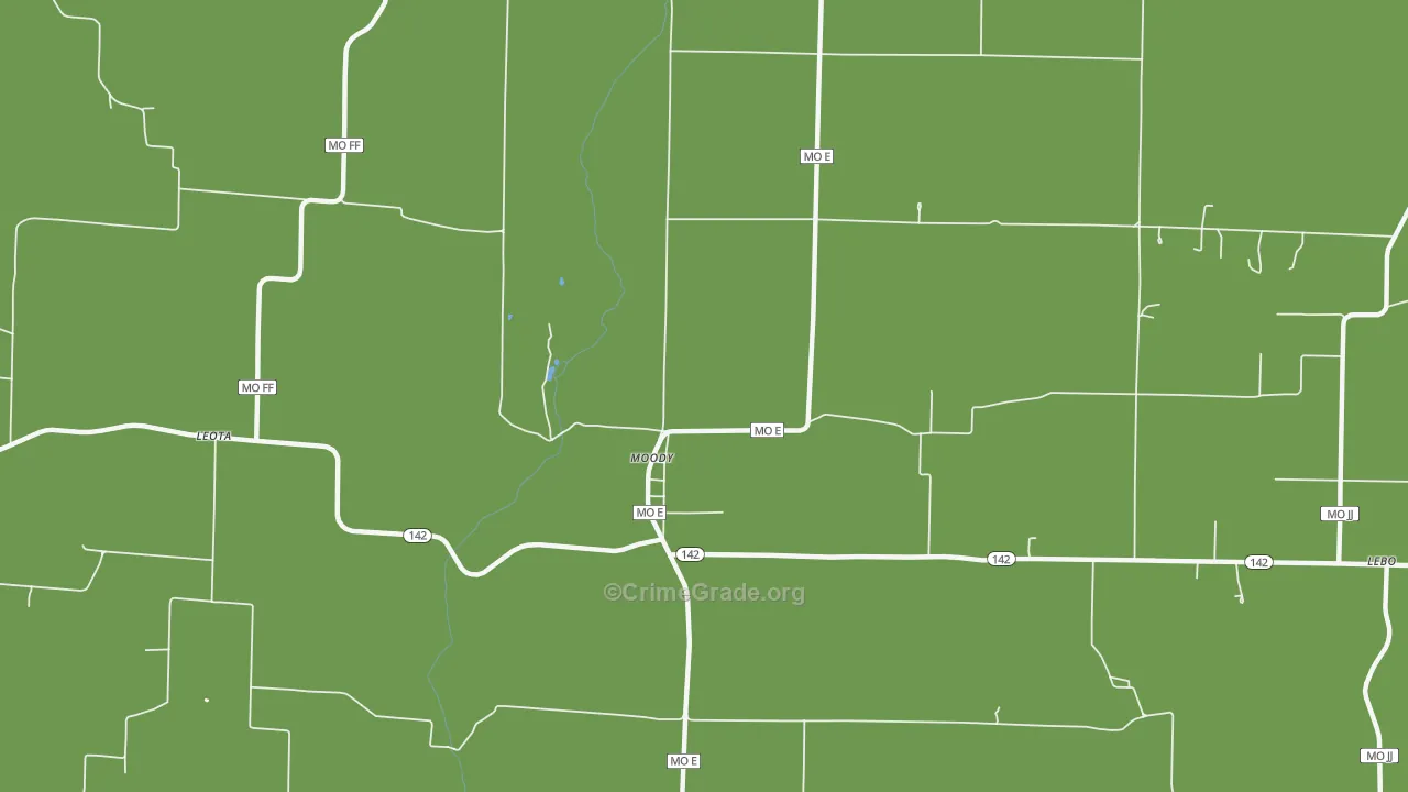 Moody, MO Map of Theft Rates