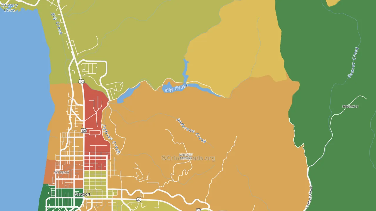 Moody, OR Map of Theft Rates