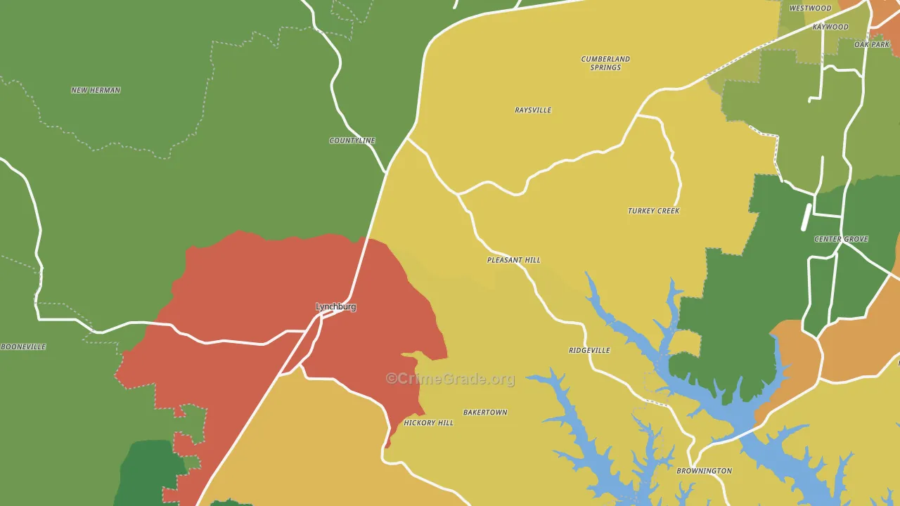 Moore County, TN Map of Theft Rates
