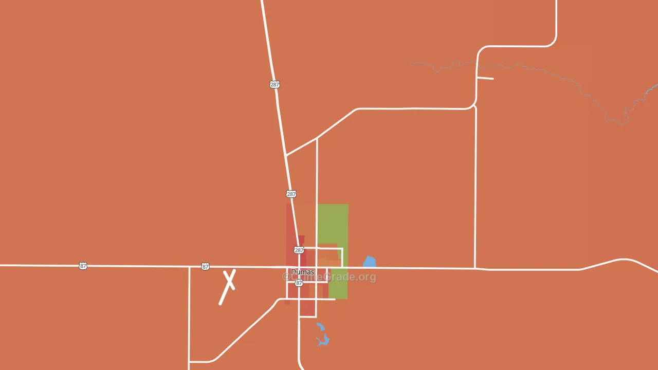 Moore County, TX Map of Theft Rates