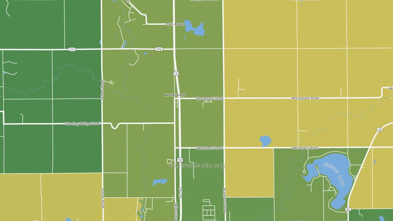 Moore Park, MI Map of Theft Rates