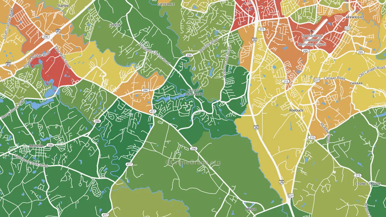 Moore, SC Map of Theft Rates