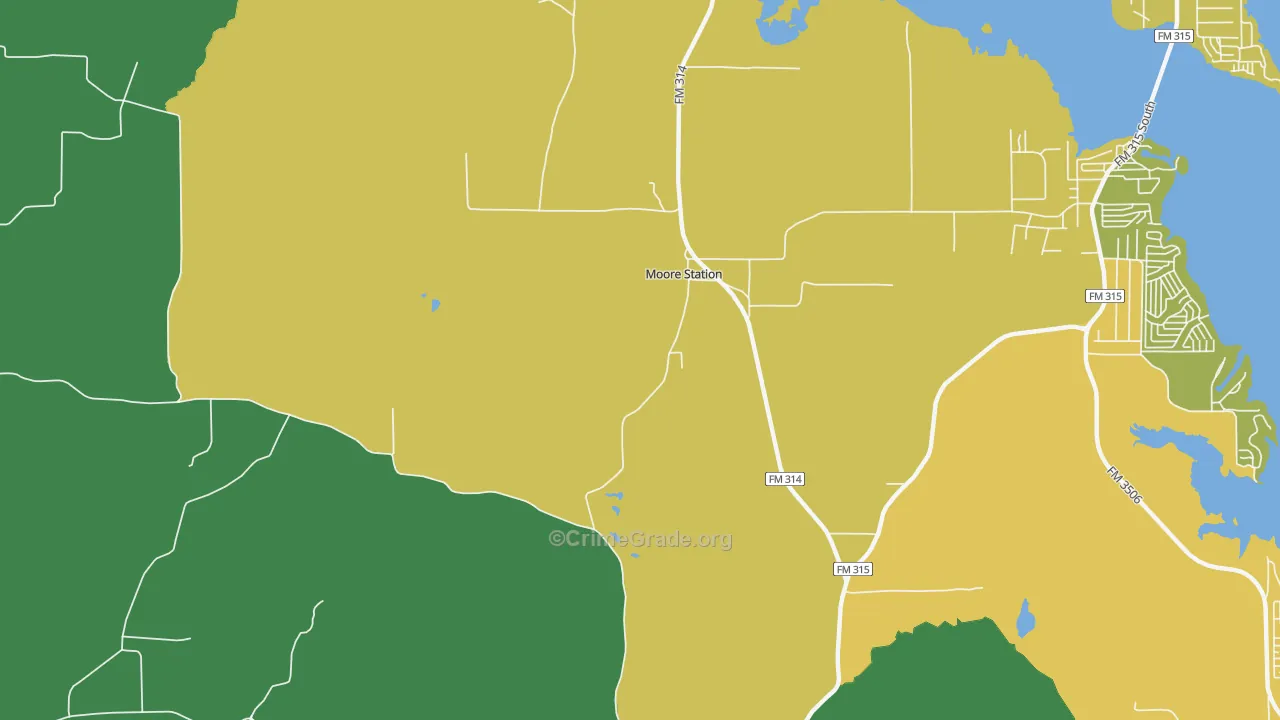 Moore Station, TX Map of Theft Rates