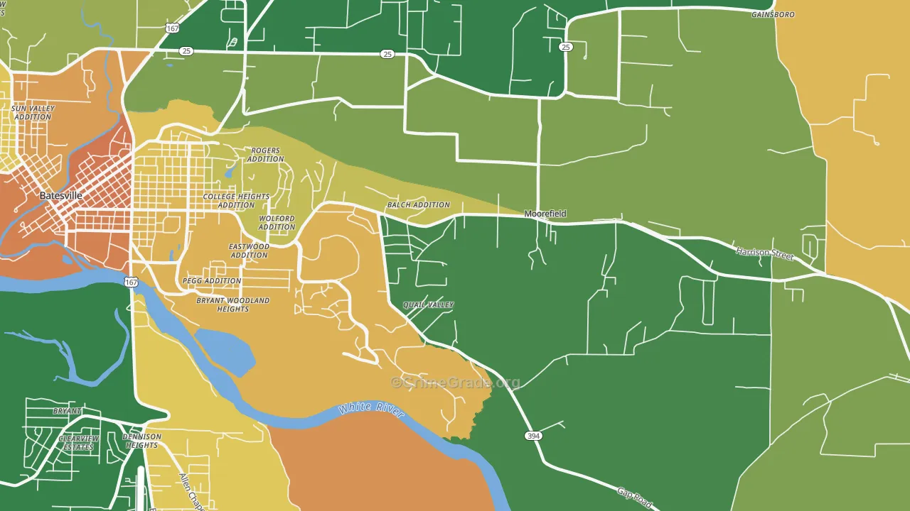 Moorefield, AR Map of Theft Rates