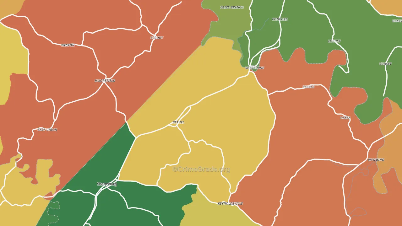 Moorefield, KY Map of Theft Rates