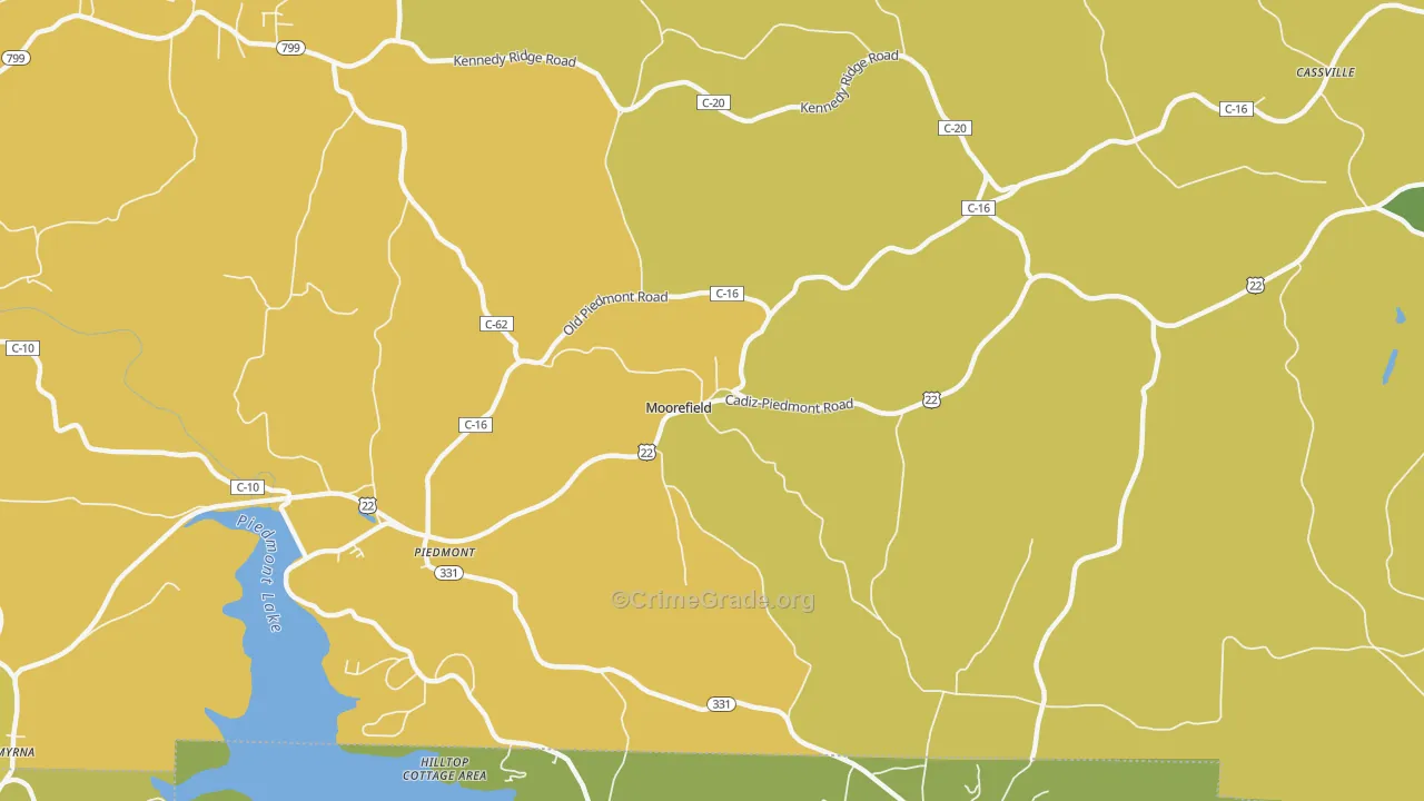 Moorefield, OH Map of Theft Rates