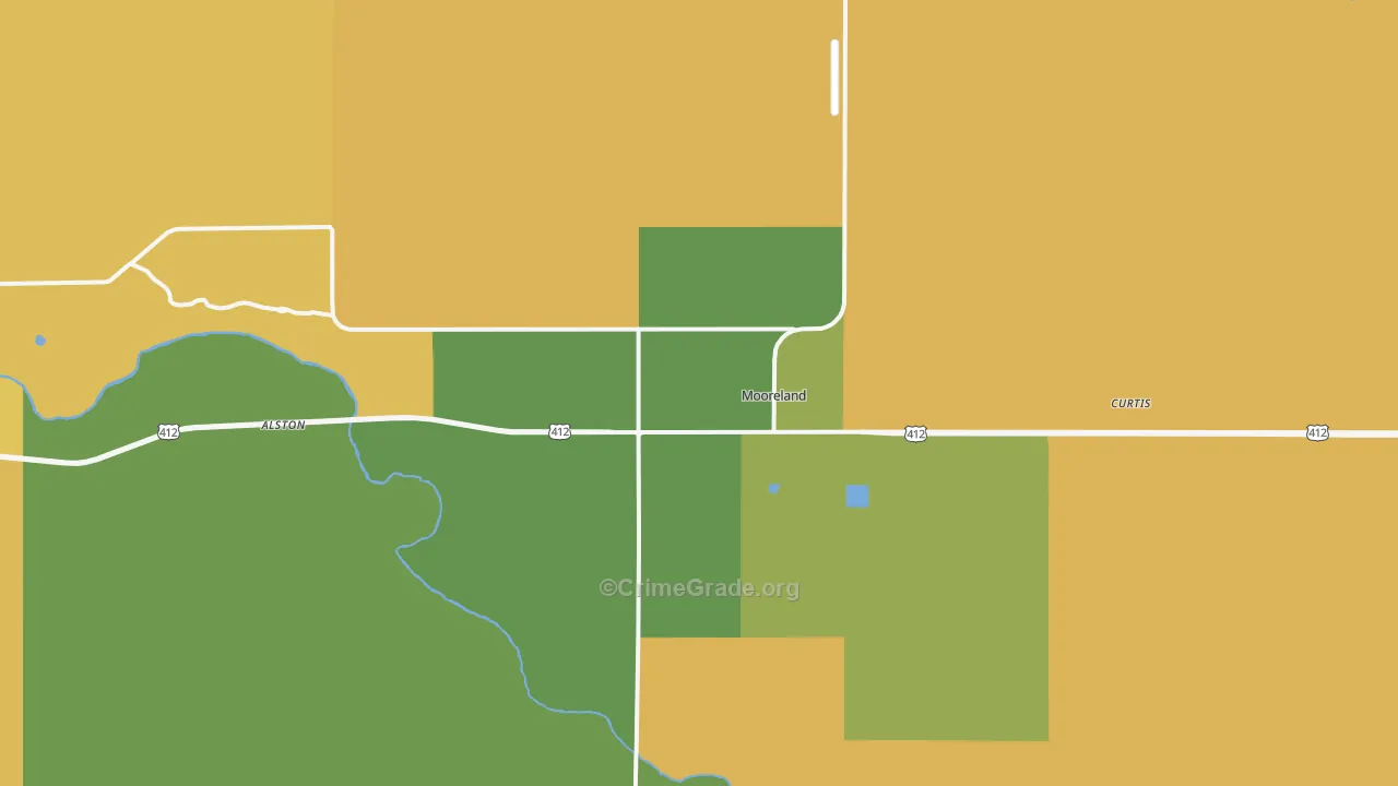 Mooreland, OK Map of Theft Rates