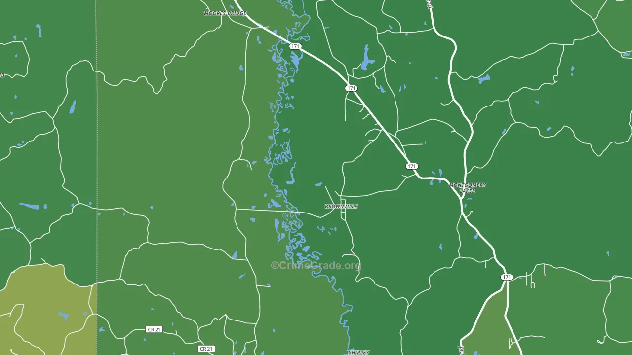 Moores Bridge, AL Map of Theft Rates