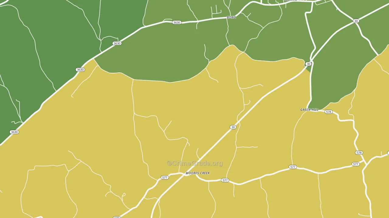 Moores Creek, KY Map of Theft Rates