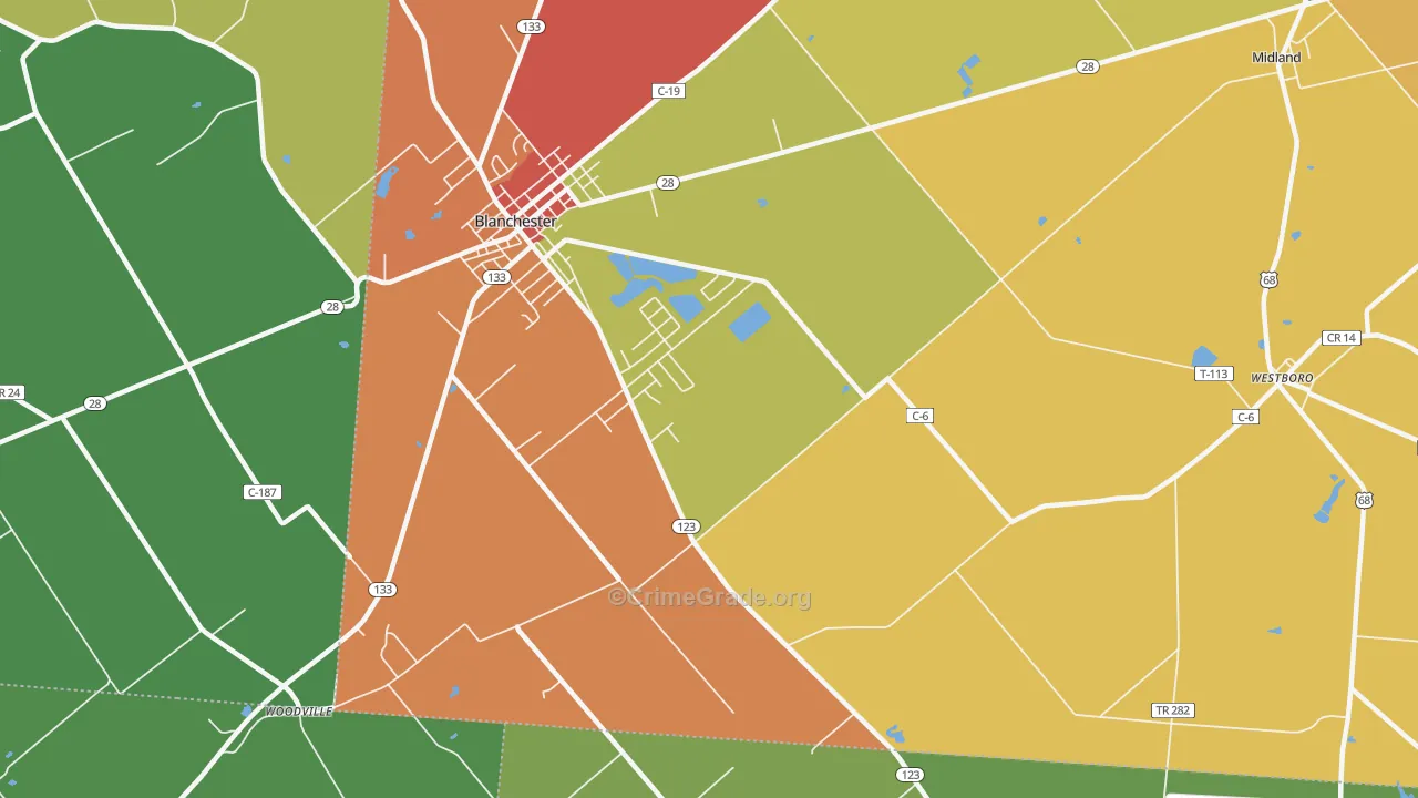 Moores Fork, OH Map of Theft Rates