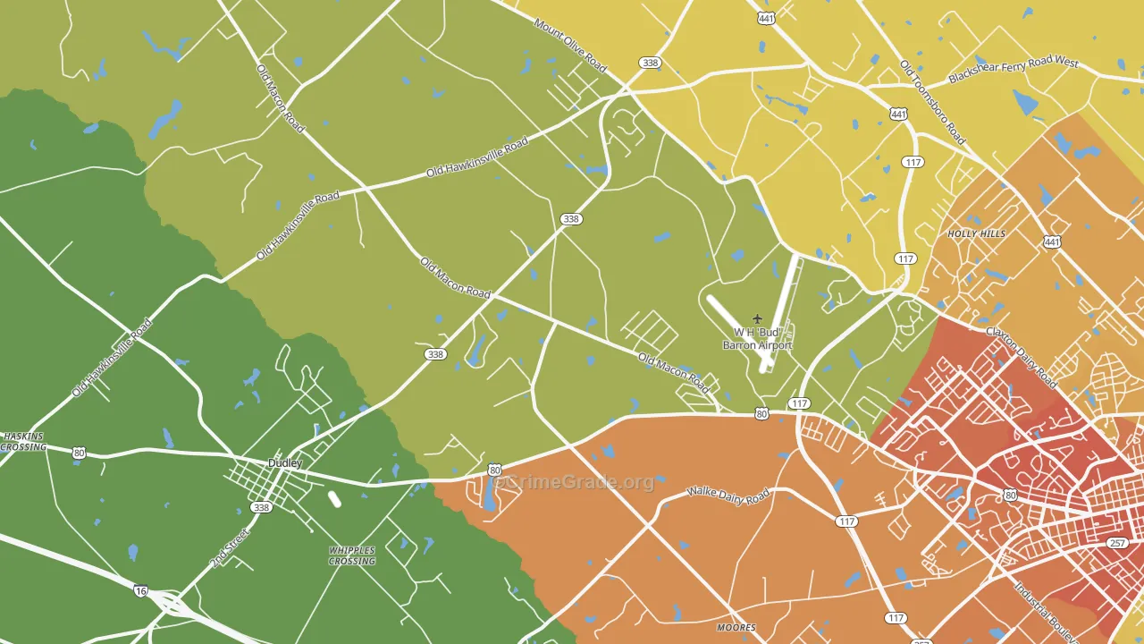 Moores, GA Map of Theft Rates