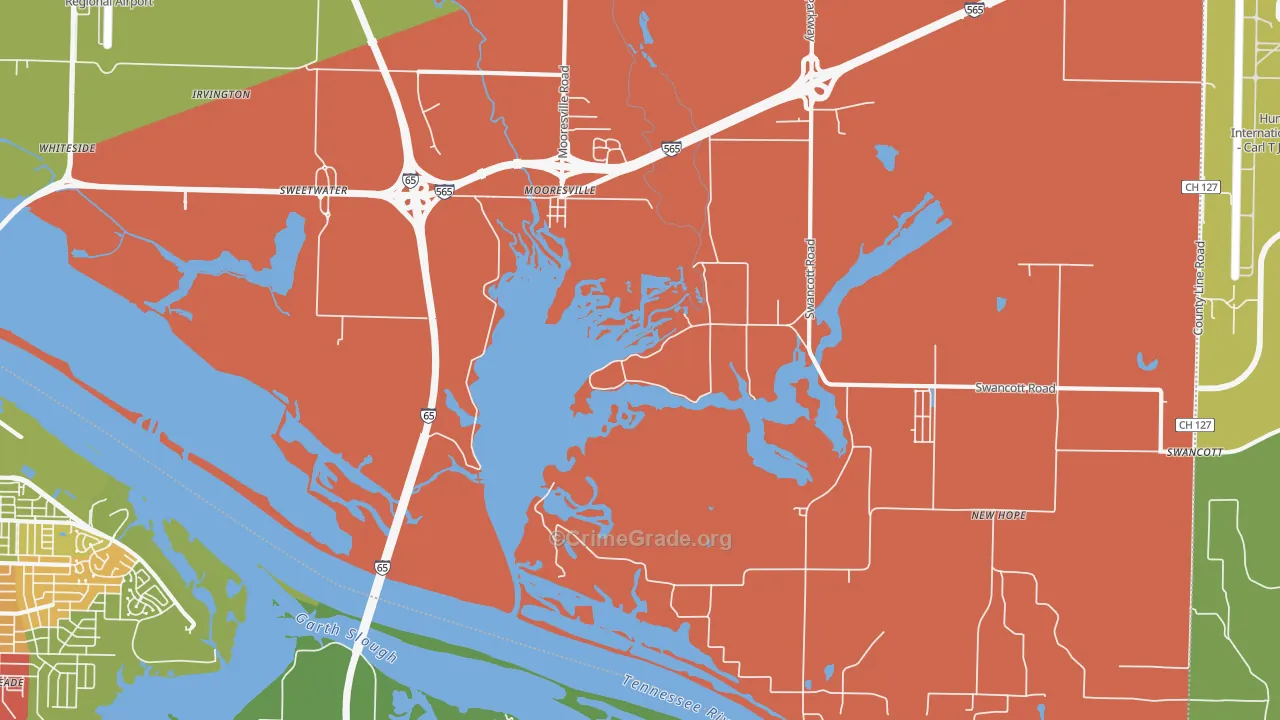 Mooresville, AL Map of Theft Rates