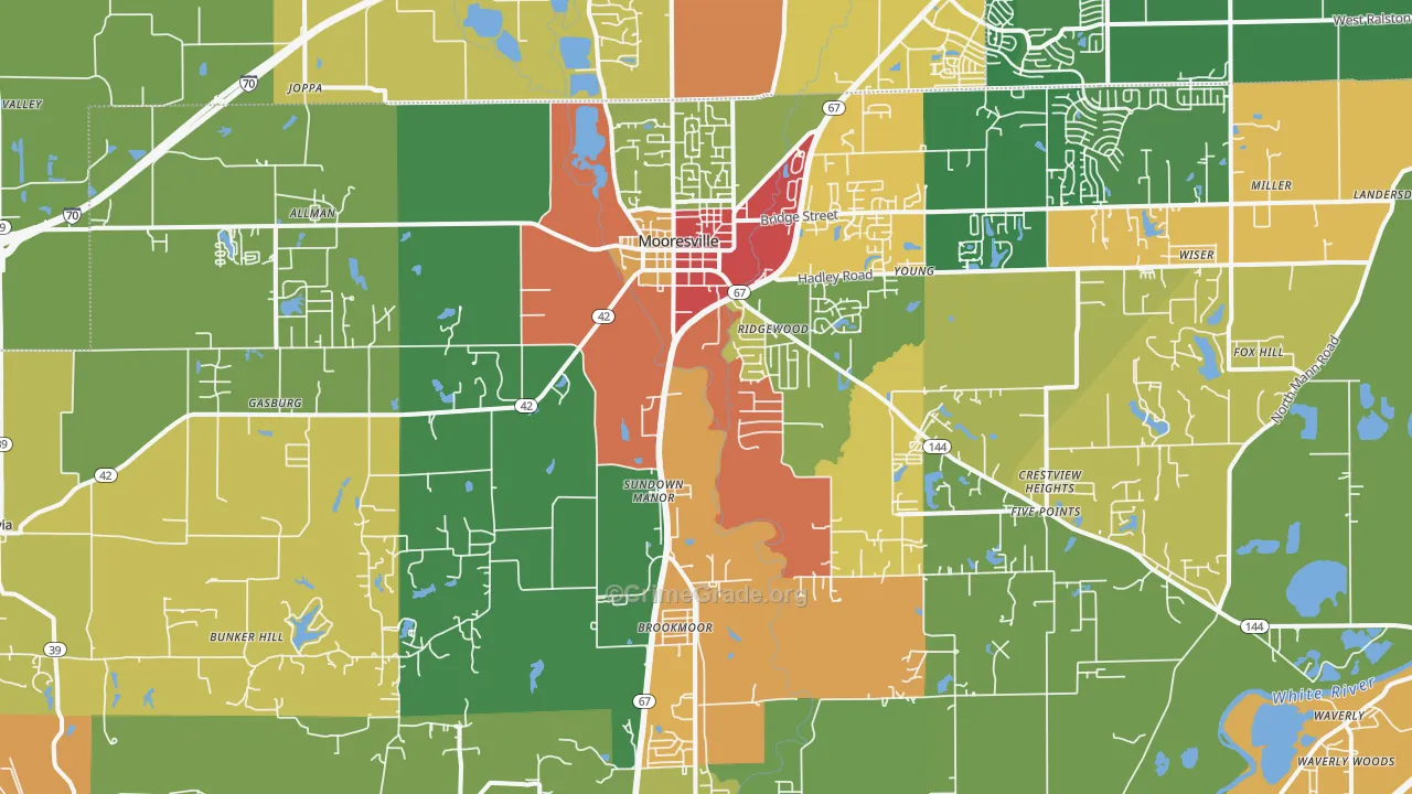 Mooresville, IN Map of Theft Rates