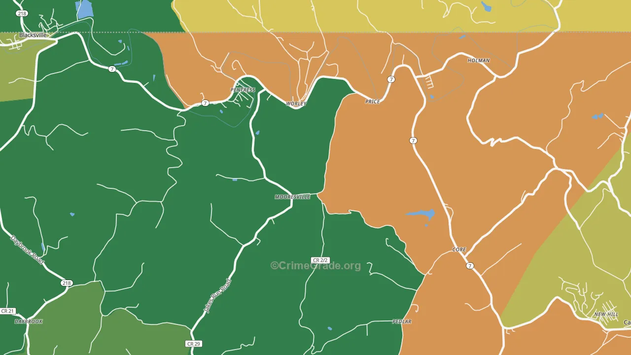 Mooresville, WV Map of Theft Rates