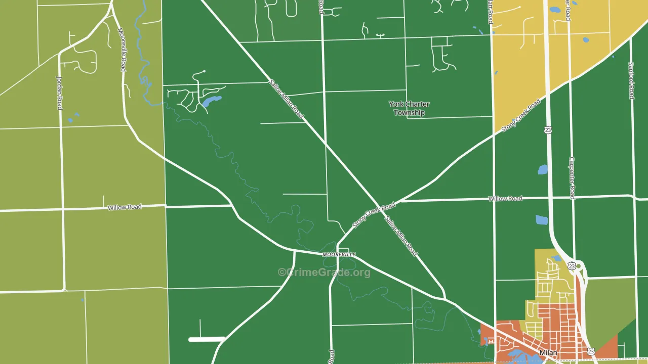 Mooreville, MI Map of Theft Rates