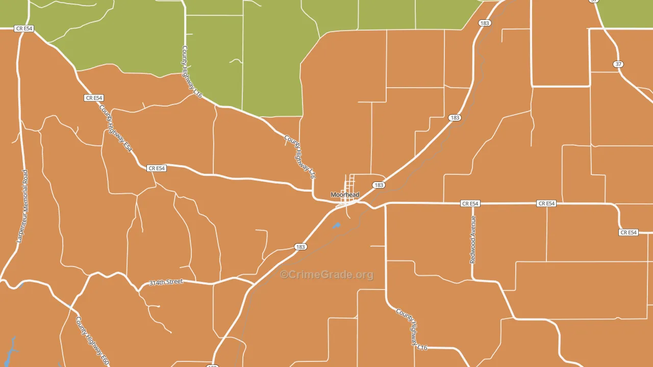 Moorhead, IA Map of Theft Rates