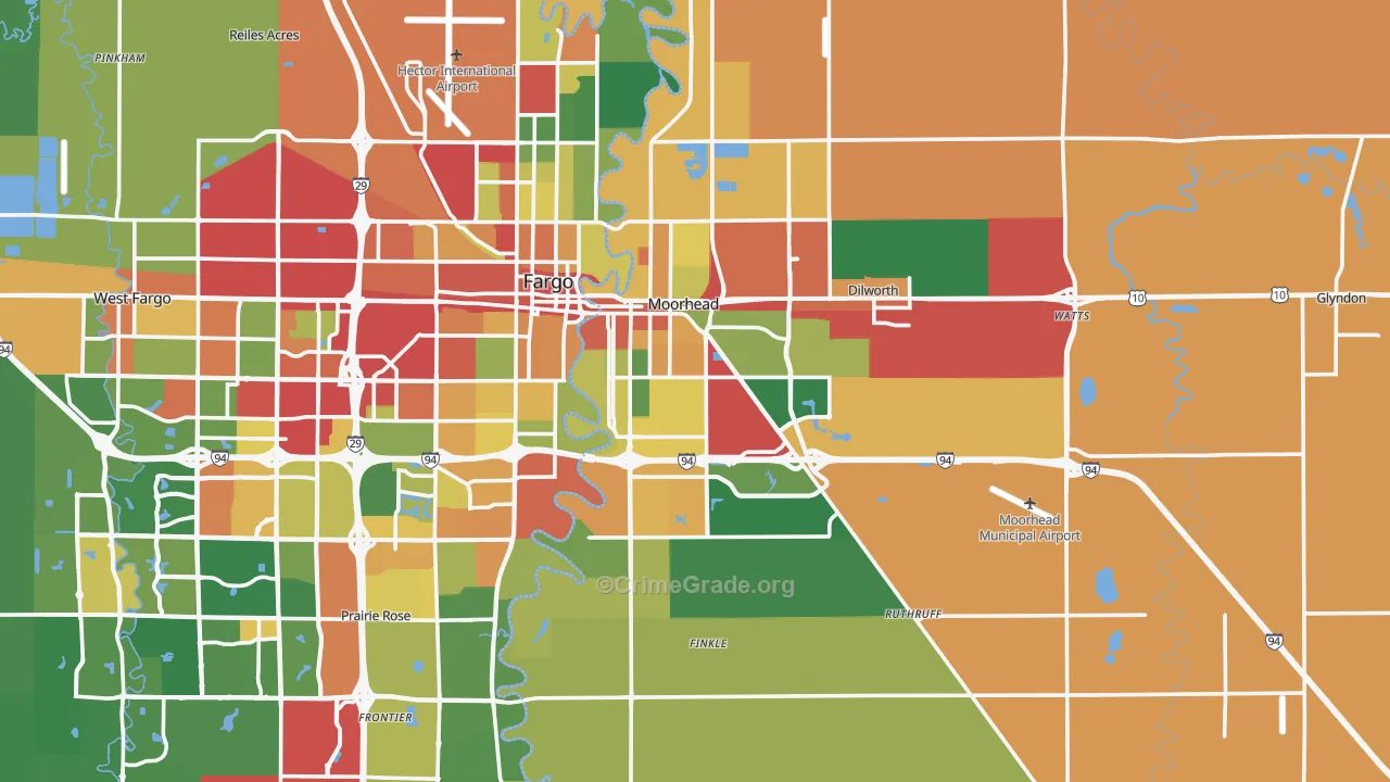 Moorhead, MN Map of Theft Rates