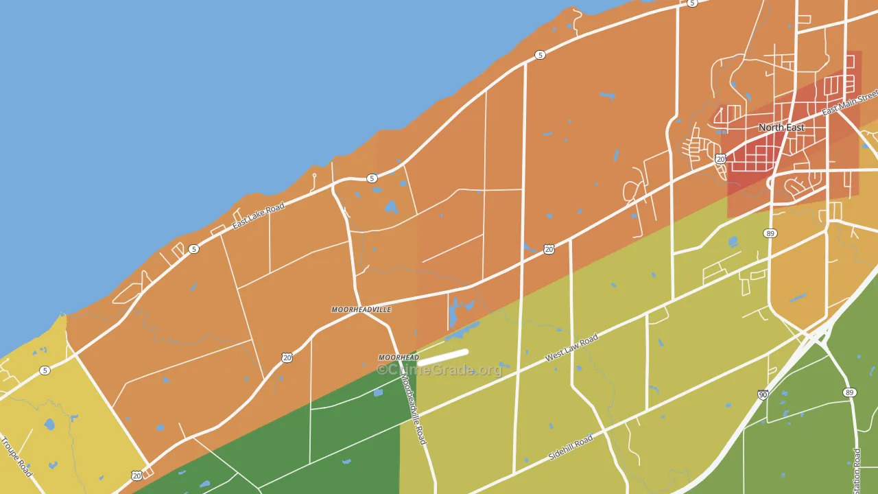 Moorheadville, PA Map of Theft Rates