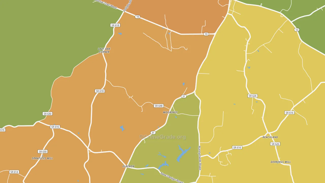 Moorings, VA Map of Theft Rates