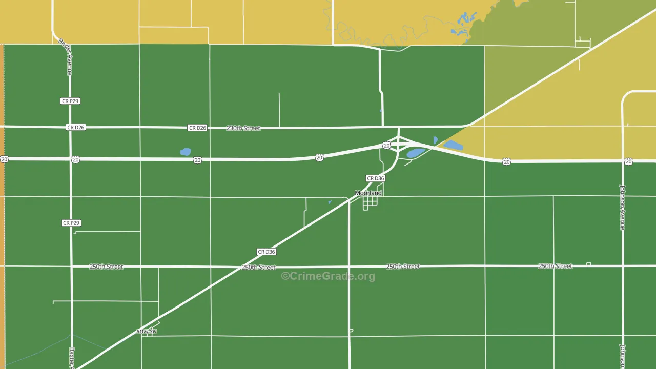 Moorland, IA Map of Theft Rates