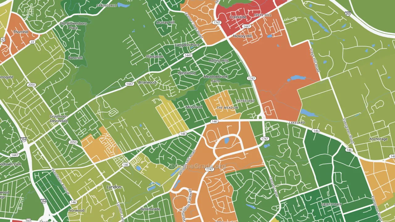 Moorland, KY Map of Theft Rates
