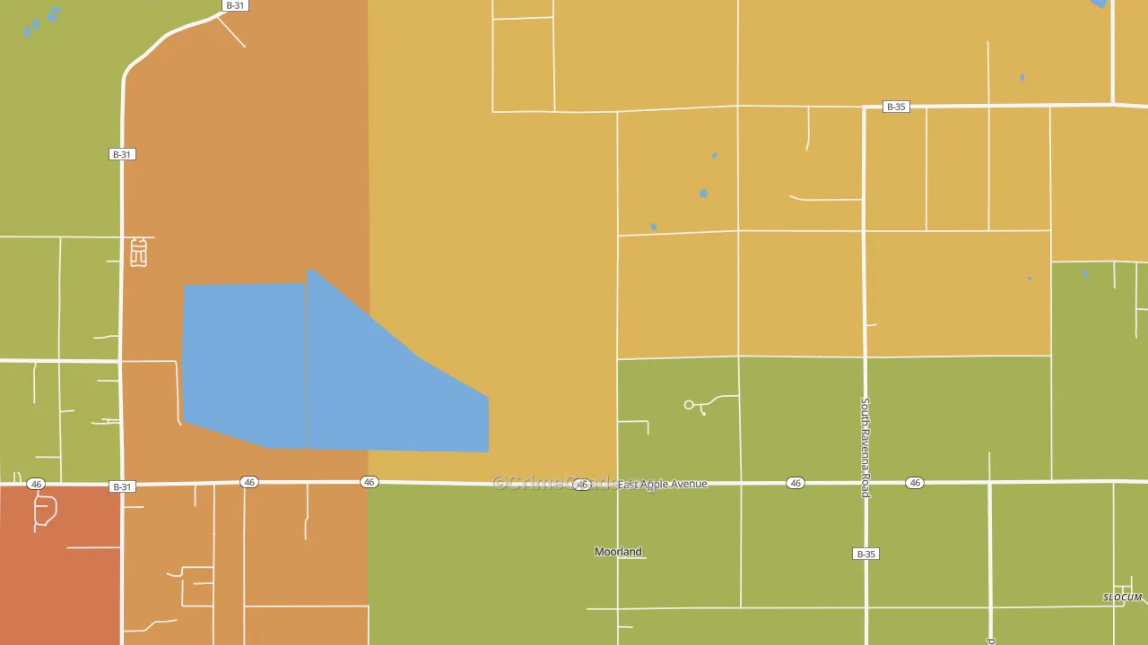 Moorland, MI Map of Theft Rates
