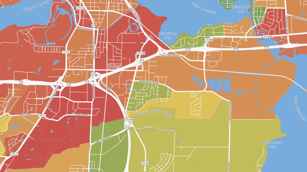 Moorland-Rimrock, Madison, WI Map of Theft Rates