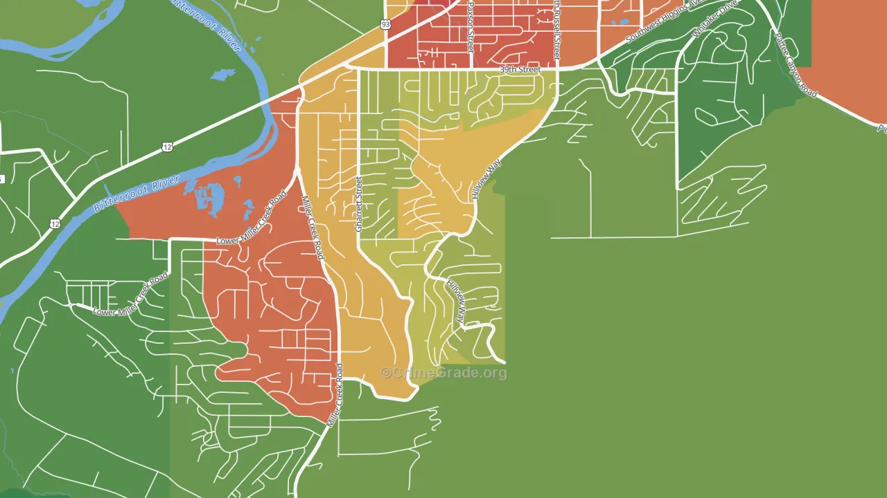 Moose Can Gully, Missoula, MT Map of Theft Rates